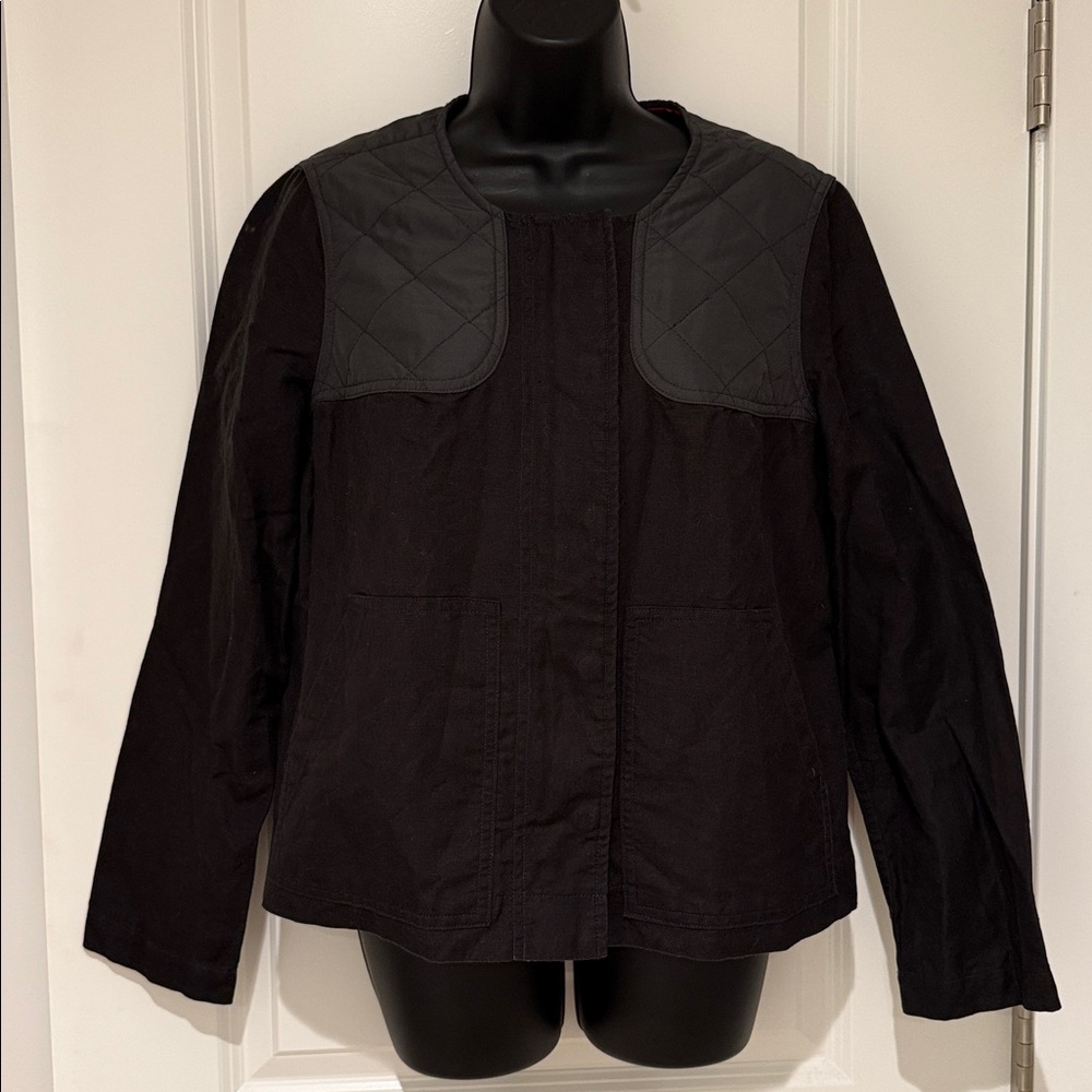 Boden Linen Blend Quilted Shoulder Jacket